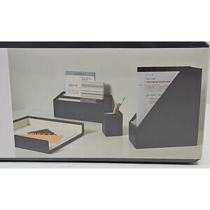 *SEALED* U Brands 4 Piece Classic Black & Navy Polka Dot Desk Organization Set